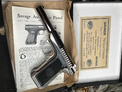 1914 Mfg. Savage .380 Pistol, Rare Nickel Finish Gun, Factory Letter, Boxed - Image 7 of 25