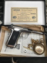 1914 Mfg. Savage .380 Pistol, Rare Nickel Finish Gun, Factory Letter, Boxed - 2 of 25