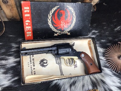 1970 Ruger Bearcat Unfired in Box, .22 LR, Engraved Cylinder, Brass Trigger Guard