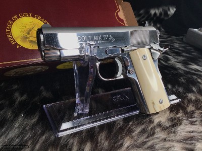 1988 Mfg. Colt Officers .45 ACP, Bright Stainless,Ivory Grips Boxed, Gorgeous, 3.5 inch - Image 2 of 24