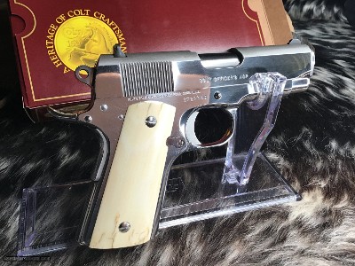 1988 Mfg. Colt Officers .45 ACP, Bright Stainless,Ivory Grips Boxed, Gorgeous, 3.5 inch - Image 4 of 24