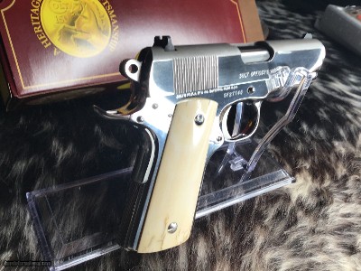 1988 Mfg. Colt Officers .45 ACP, Bright Stainless,Ivory Grips Boxed, Gorgeous, 3.5 inch - Image 7 of 24