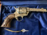 1911 Mfg. Colt SAA , 4 3/4 inch, Period Engraved, Nickel, 38/40 Cartridge, Cased, Carved Horse Grips, Gorgeous, Trades Welcome! - 4 of 25