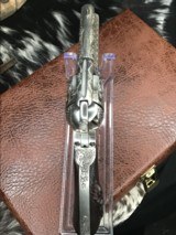 1911 Mfg. Colt SAA , 4 3/4 inch, Period Engraved, Nickel, 38/40 Cartridge, Cased, Carved Horse Grips, Gorgeous, Trades Welcome! - 14 of 25