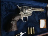 1911 Mfg. Colt SAA , 4 3/4 inch, Period Engraved, Nickel, 38/40 Cartridge, Cased, Carved Horse Grips, Gorgeous, Trades Welcome! - 7 of 25
