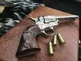 1911 Mfg. Colt SAA , 4 3/4 inch, Period Engraved, Nickel, 38/40 Cartridge, Cased, Carved Horse Grips, Gorgeous, Trades Welcome! - 9 of 25