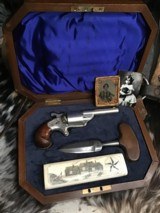 Antique Moore Teatfire .32 Revolver, Engraved, Cased With Antique Push Dagger & Ivory Cartridge Box, Excellent, Trades Welcome - 7 of 25