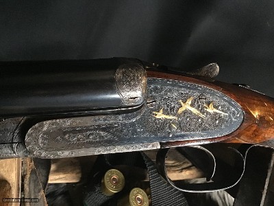 Engraved & Gold Inlaid Victor Sarsqueta Two Double Barrel Set 12 Gauge Sidelock Shotgun, Trades Welcome