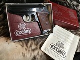 Erma Excam RX.22 semi auto Pistol, Unfired in Box, West Germany made. Trades Welcome.