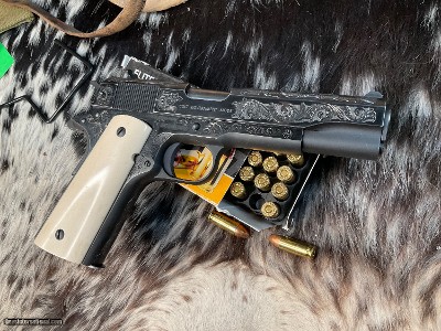 Colt 70 Series Government Model Hand Engraved W/Ivory Grips, .38 Super NIB