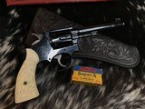 Prewar Smith & Wesson K-22 Outdoorsman, 6”, In Red Picture Box, Carved Ivory Grips, Trades Welcome - 2 of 23