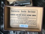 Antique Remington Model 95 Double Derringer, “ Two Liner” Barrel Rib Address, Made 1868-1888, Nickel. .41 Short RF, Boxed - 13 of 19