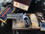 Antique Remington Model 95 Double Derringer, “ Two Liner” Barrel Rib Address, Made 1868-1888, Nickel. .41 Short RF, Boxed - 3 of 19