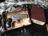 Antique Remington Model 95 Double Derringer, “ Two Liner” Barrel Rib Address, Made 1868-1888, Nickel. .41 Short RF, Boxed - 17 of 19