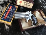 Antique Remington Model 95 Double Derringer, “ Two Liner” Barrel Rib Address, Made 1868-1888, Nickel. .41 Short RF, Boxed - 10 of 19