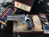 Antique Remington Model 95 Double Derringer, “ Two Liner” Barrel Rib Address, Made 1868-1888, Nickel. .41 Short RF, Boxed - 7 of 19