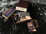 Antique Remington Model 95 Double Derringer, “ Two Liner” Barrel Rib Address, Made 1868-1888, Nickel. .41 Short RF, Boxed