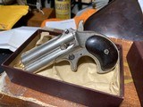 Antique Remington Model 95 Double Derringer, “ Two Liner” Barrel Rib Address, Made 1868-1888, Nickel. .41 Short RF, Boxed - 4 of 19