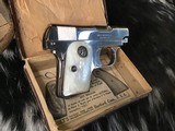 1908 Colt Pocket .25, Born 1916, Nickel, Pearls, Orig Box, Pistol Appears Unfired.
Trades Welcome - 8 of 25