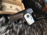 1908 Colt Pocket .25, Born 1916, Nickel, Pearls, Orig Box, Pistol Appears Unfired.
Trades Welcome - 5 of 25