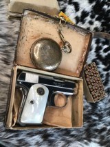 1908 Colt Pocket .25, Born 1916, Nickel, Pearls, Orig Box, Pistol Appears Unfired.
Trades Welcome - 17 of 25