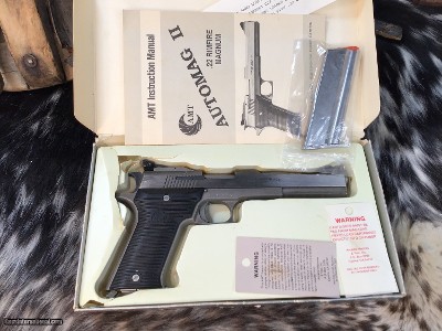 AMT AutoMag II, .22 Magnum Semi Auto, Boxed W/2 Mags. Trades Welcome