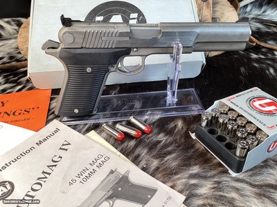 IAI, Irwindale Arms Inc. AutoMag IV, .45 Winchester Magnum, 6 1/2 Inch, BOXED, Trades Welcome - Image 2 of 15