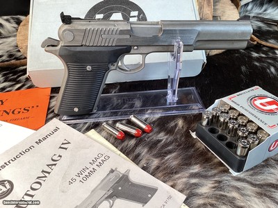 IAI, Irwindale Arms Inc. AutoMag IV, .45 Winchester Magnum, 6 1/2 Inch, BOXED, Trades Welcome - Image 10 of 15