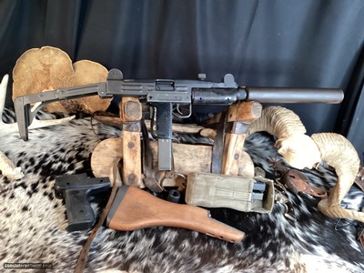 Century Arms Centurian UC-9 Uzi Carbine W/Knights Armament Faux Suppressor & Wood Stock.9mm. Trades Welcome