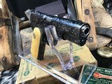 1931 Mfg. Colt Model 1903 Hammerless .32 ACP,
Hand Engraved, Checkered Ivory W/Silver Medallions, Boxed, Trades Welcome. - 17 of 25