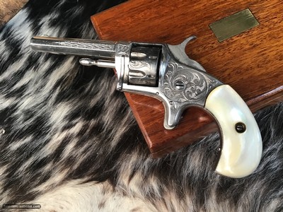 Antique Hopkins & Allen XL No.1, .22 Short Revolver,Cased, Engraved, Pearl Grips, Nickel Finish , Trades Welcome - Image 3 of 10