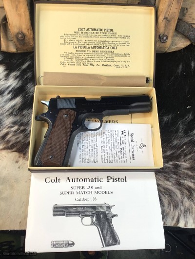 1954 Colt Government, .38 Super, One Owner, Unfired Original W/Box. Trades Welcome