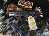 1922 Mfg. Colt 1903 Hammerless Pistol, Engraved, Rams Horn Grips, 2 mags W/Holster. Trades Welcome.