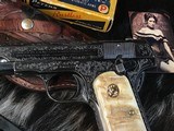 1922 Mfg. Colt 1903 Hammerless Pistol, Engraved, Rams Horn Grips, 2 mags W/Holster. Trades Welcome. - 4 of 16