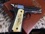 Colt Series 70 1911Government Model,
Engraved W/Gold Inlay, Carved Ivory Grips, in Colt Custom Shop Presentation Case - 15 of 25