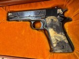 Colt Series 70 1911Government Model,
Engraved W/Gold Inlay, Carved Ivory Grips, in Colt Custom Shop Presentation Case - 2 of 25
