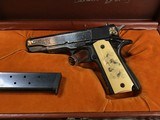 Colt Series 70 1911Government Model,
Engraved W/Gold Inlay, Carved Ivory Grips, in Colt Custom Shop Presentation Case - 6 of 25