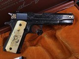 Colt Series 70 1911Government Model,
Engraved W/Gold Inlay, Carved Ivory Grips, in Colt Custom Shop Presentation Case - 9 of 25