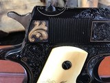 Colt Series 70 1911Government Model,
Engraved W/Gold Inlay, Carved Ivory Grips, in Colt Custom Shop Presentation Case - 5 of 25
