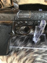 Prewar FN High Power W/Slotted Backstrap, Wood Holster/Stock, Hand Engraved, 9mm, Trades Welcome - 8 of 20