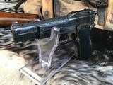 Prewar FN High Power W/Slotted Backstrap, Wood Holster/Stock, Hand Engraved, 9mm, Trades Welcome - 3 of 20