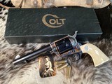 1956 Colt SAA,One Piece Fleur Di Lis Ivory Grips, 5.5 , .45 Colt, Unfired Early Production, W/Box. Beautiful. Trades Welcome