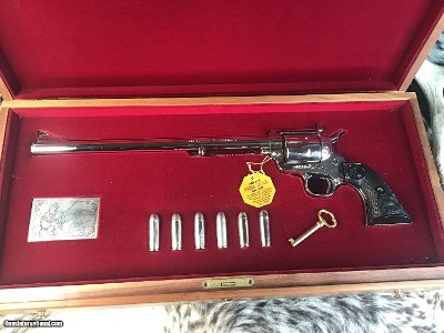 Colt Ned Buntline Commerative New Frontier 12”, .45 Colt, Presentation cased, Nickel. Trades Welcome