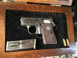 John Adam’s Master Engraved Colt Junior, Automatic Caliber .25acp, Signed, Cased, Nickel. Trades Welcome