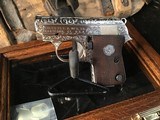 John Adam’s Master Engraved Colt Junior, Automatic Caliber .25acp, Signed, Cased, Nickel. Trades Welcome - 18 of 22