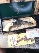 1956 First Year Colt SAA, 5.5”, Nickel & Ivory, .45 Colt, Unfired in Factory Box, Sweet.Trades Welcome - 1 of 25