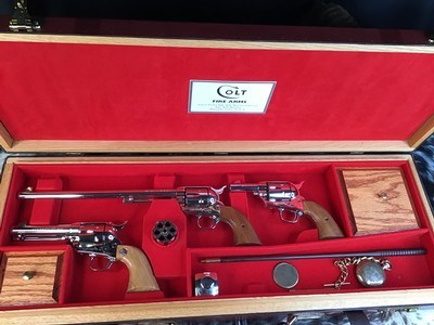 Colt Custom Shop Three Leather Cased Nickel Finished Colt Single Action Army Revolvers with Accessories. Trades Welcome - Image 12 of 23