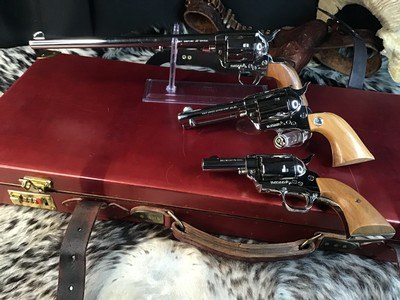 Colt Custom Shop Three Leather Cased Nickel Finished Colt Single Action Army Revolvers with Accessories. Trades Welcome - Image 11 of 23