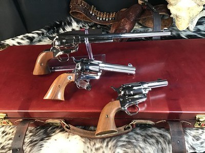 Colt Custom Shop Three Leather Cased Nickel Finished Colt Single Action Army Revolvers with Accessories. Trades Welcome - Image 22 of 23