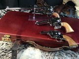 Custom Shop Three Leather Cased Nickel Finished Colt Single Action Army Revolvers with Accessories. Trades Welcome - 11 of 23